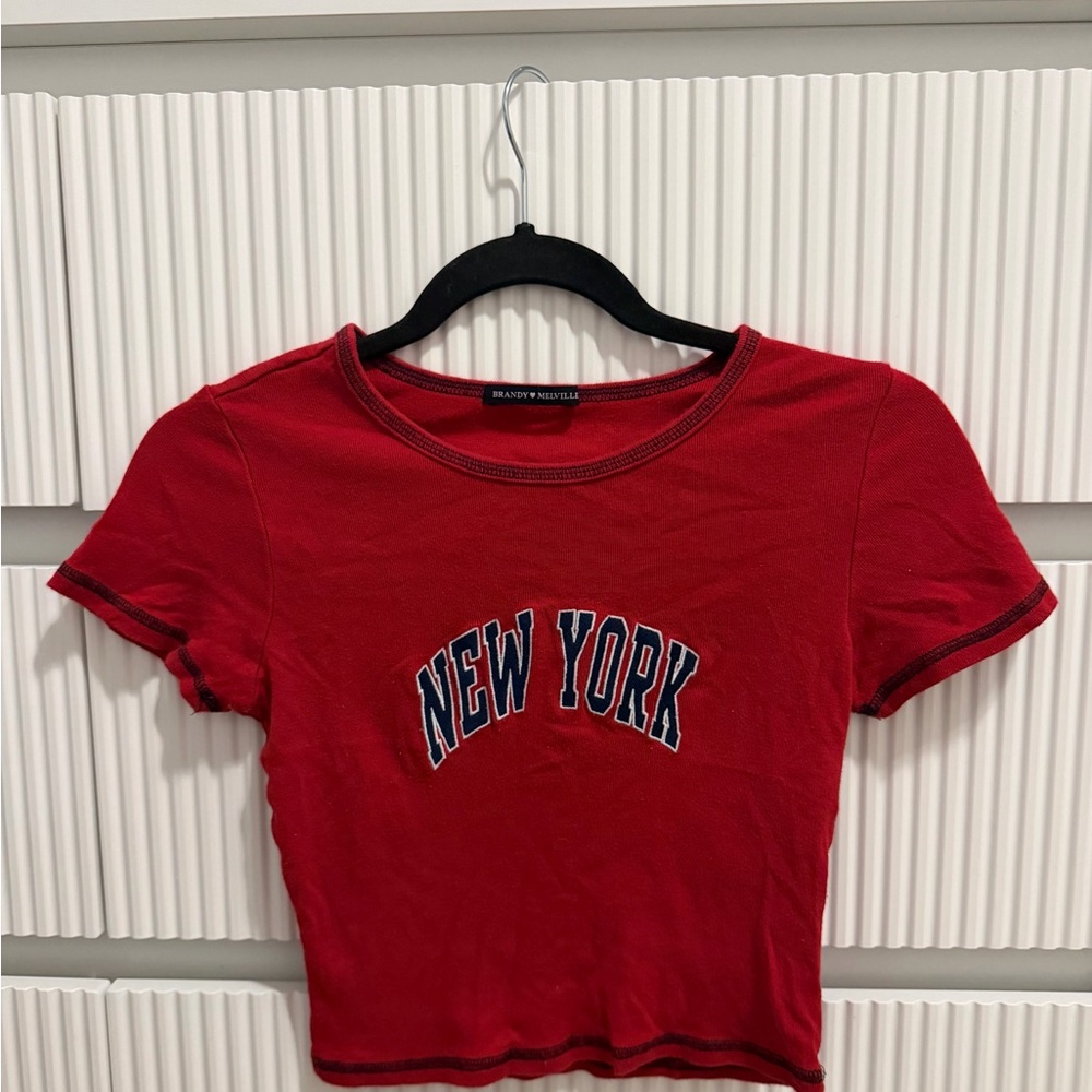 Brandy Melville Red New York Crop Top